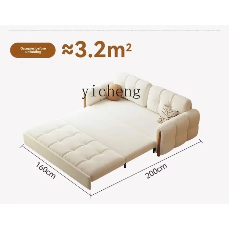 LYY  French medieval cream wind solid wood sofa bed folding dual-purpose new telescopic bed