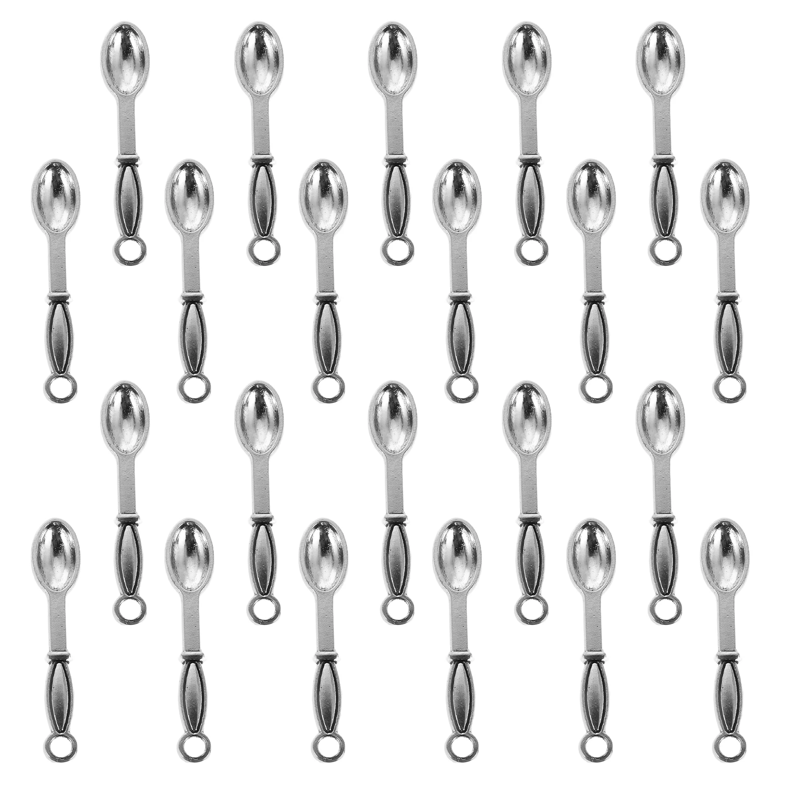 

100 Pcs Simulated Tableware Accessories Decor Mini Spoon Charms Bracelet Alloy Miniature Pendant DIY Necklace Crafts Making