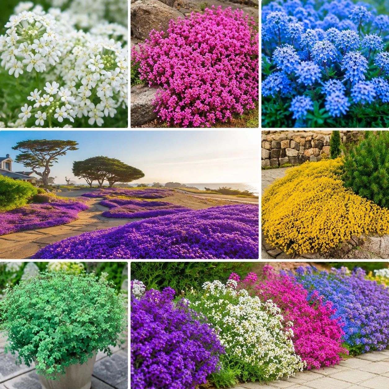 220 Semillas de Rock Cress Coloridas para Cubrir el Suelo, Semillas de Flores para Jardines de Rocas, Borduras, Macetas y Paisajismo de Bajo Mantenimiento