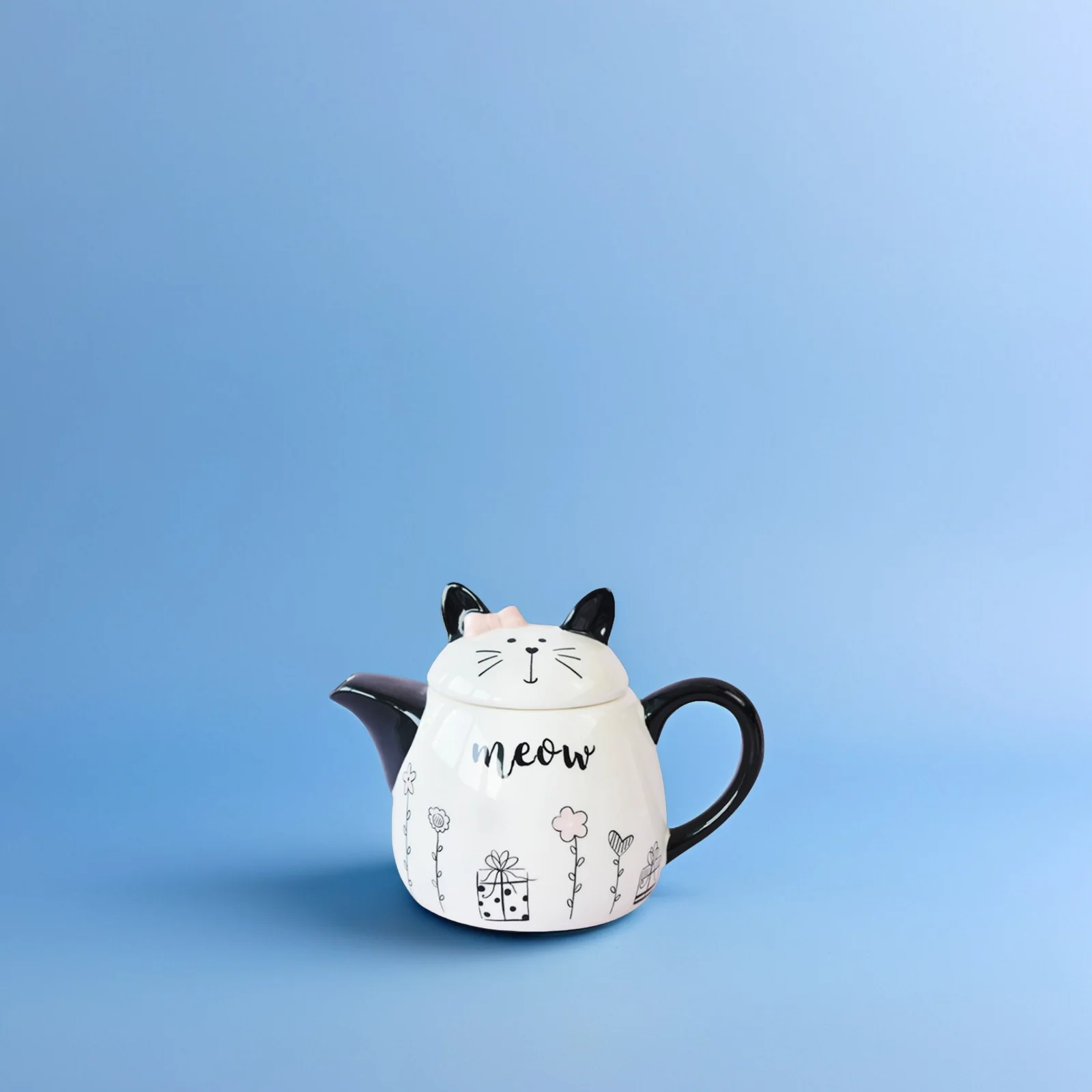 

Small Ceramic Teapot Cartoon Cat Shape Portable Teakettle for Brewing Loose Tea Ceramic Tea Pot for Home Teapot