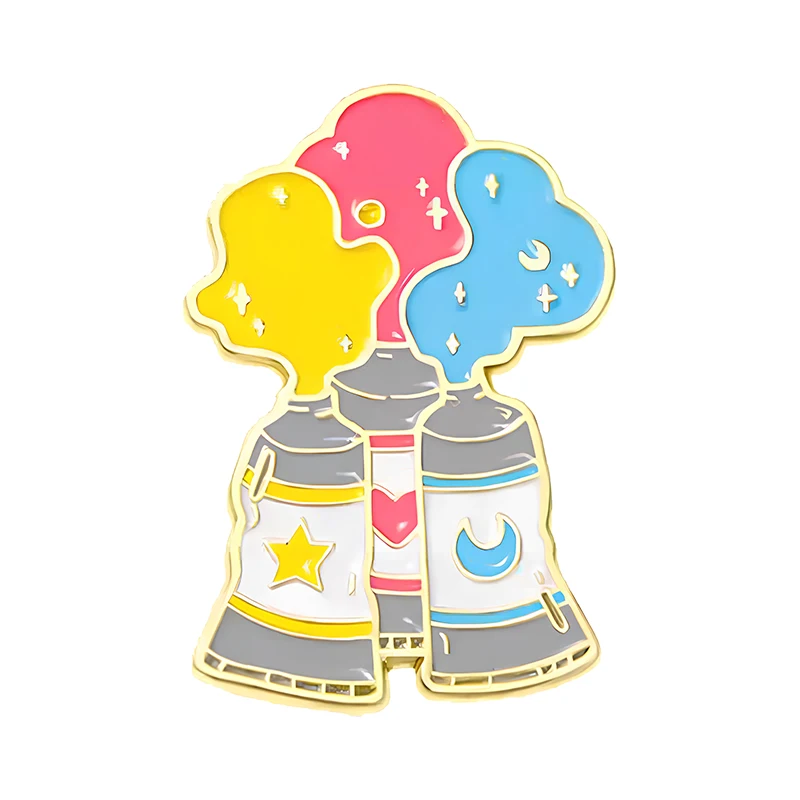 Cute Paint Pin Cartoon Enamel Three Primary Colors Tube Metal Pin For Backpack Clothes Lapel Badge Brooch Friends Gifts