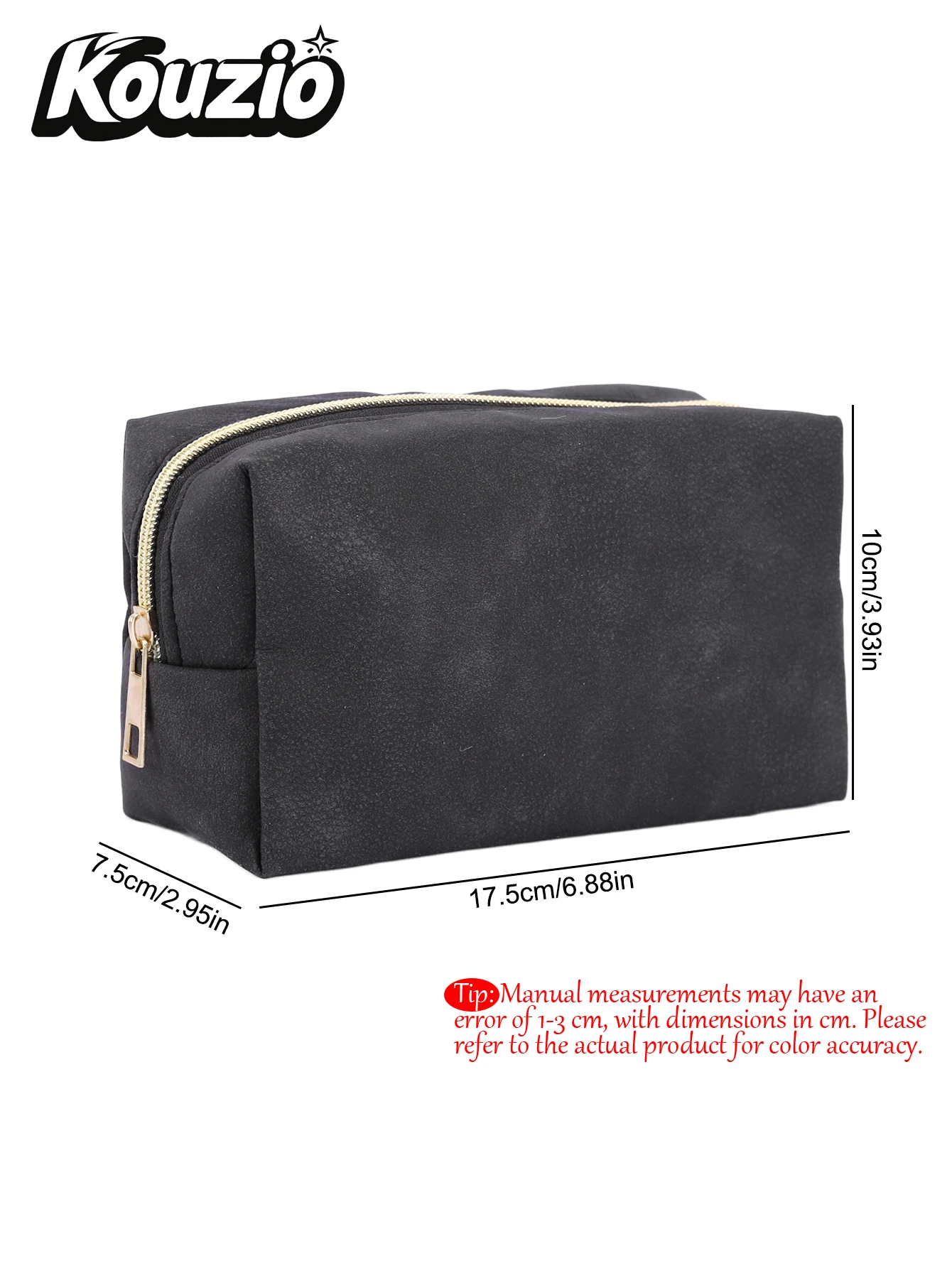 Large Square Faux Suede Custom Text Embroidery Zipper Case Large Capacity Stationery Makeup Storage Pouch Back to School Supplie view 6