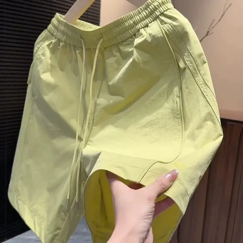 

Dopamine Quick Dry Lightweight Breathable Loose Men's Shorts Summer Beach Casual Polyester Fiber Straight Leg Elastic Waist