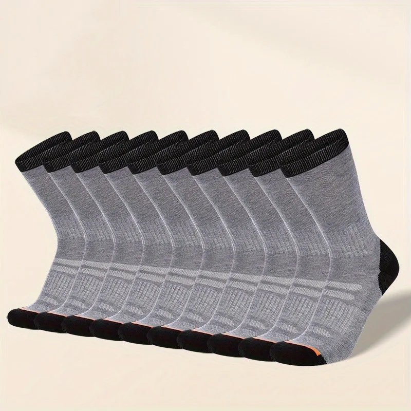 15 زوجًا من الجوارب الرجالية ذات اللون الصلب متوسطة الرقبة قابلة للتنفس، ماصة للرطوبة، ومناسبة للارتداء اليومي والنقل #4