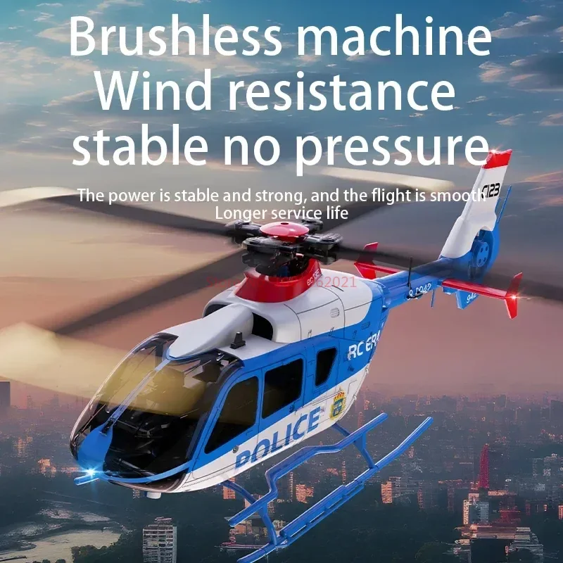 Helicóptero de controle remoto, aeronave simulada, modelo com True Channel, Dual Brushless acionamento direto, seis canais, C123