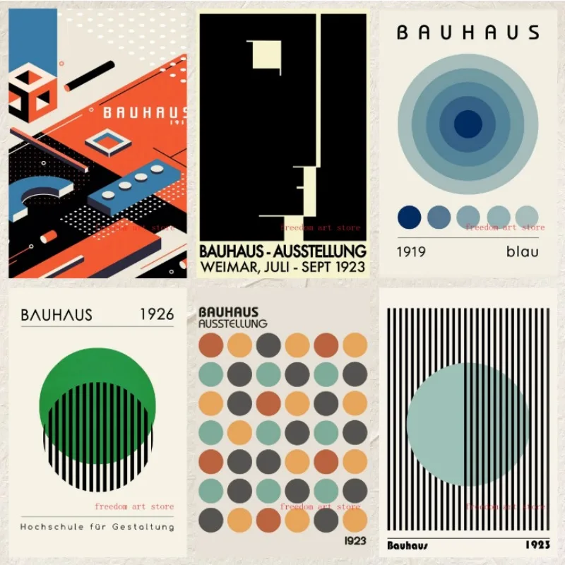 Retro Bauhaus Artworks Geometric Expo 1923 Ausstellung Art Poster Prints Canvas Painting Picture for Modern Room Home Decor