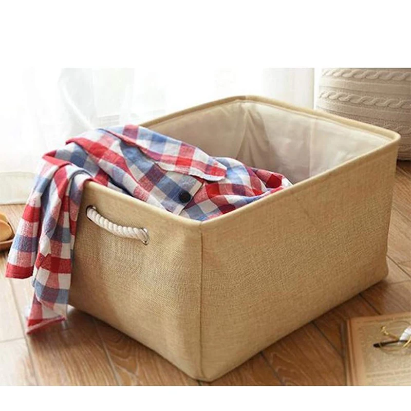 Storage Basket Fabric Storage Basket Foldable Canvas Storage Box With Handle For Storing Clothes Toys Towels Hats Home Organize