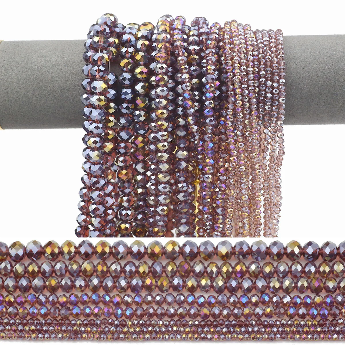 2-10mm Austrian Faceted Crystal Glass Purple AB Color Flat Round Loose Spacer Beads For DIY Jewelry Making Bracelets Necklaces