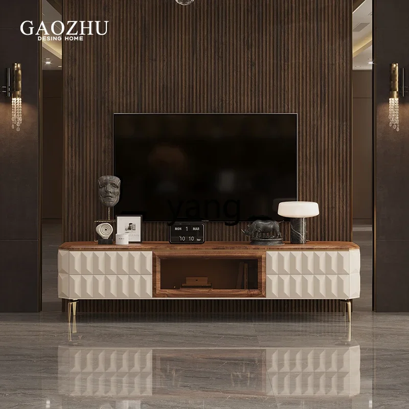 LMM High-End Affordable Luxury Solid Wood TV Cabinet Present Villa Mid-Ancient Living Room Simple TV Stand