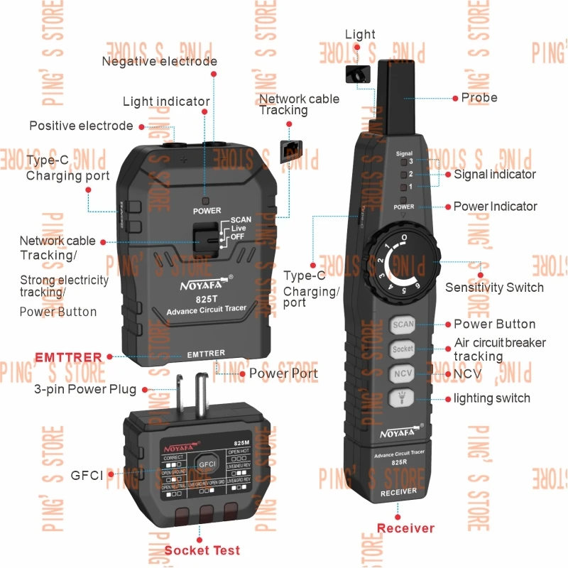 Advance AC Wire Tracker Network Cable Tester Circuit Breaker Finder Socket Test Electric  Detector