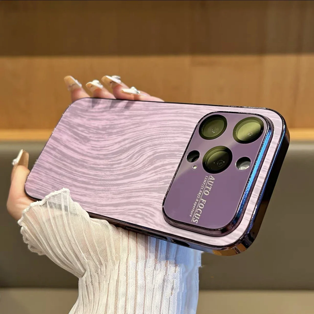 Роскошный чехол для телефона с деревянной текстурой и покрытием для iPhone 15 14 13 12 11 Pro Max Plus, чехлы, защита объектива, противоударный жесткий чехол