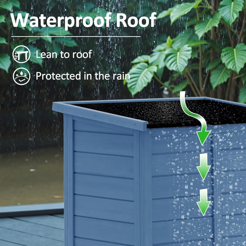 خزانة تخزين خارجية من MCombo - سقيفة خشبية مدمجة مع رف قابل للإزالة، أبواب مزدوجة لتخزين الحديقة والفناء (24.6) #5