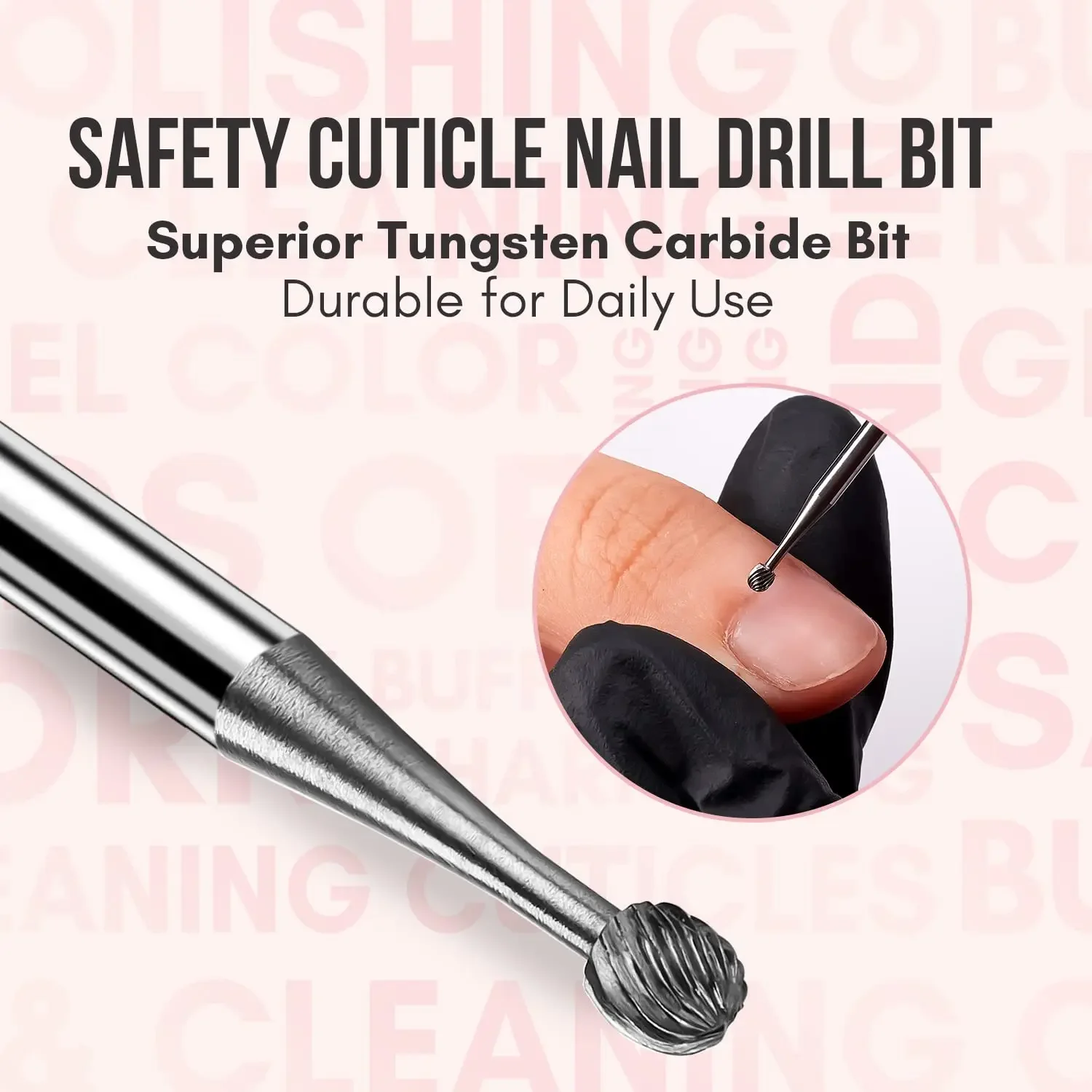 

Nail Drill Bits for Cuticle Clean Tungsten Carbide 3/32'' Under Nail Cleaner for Dead Skin Nail Prepare