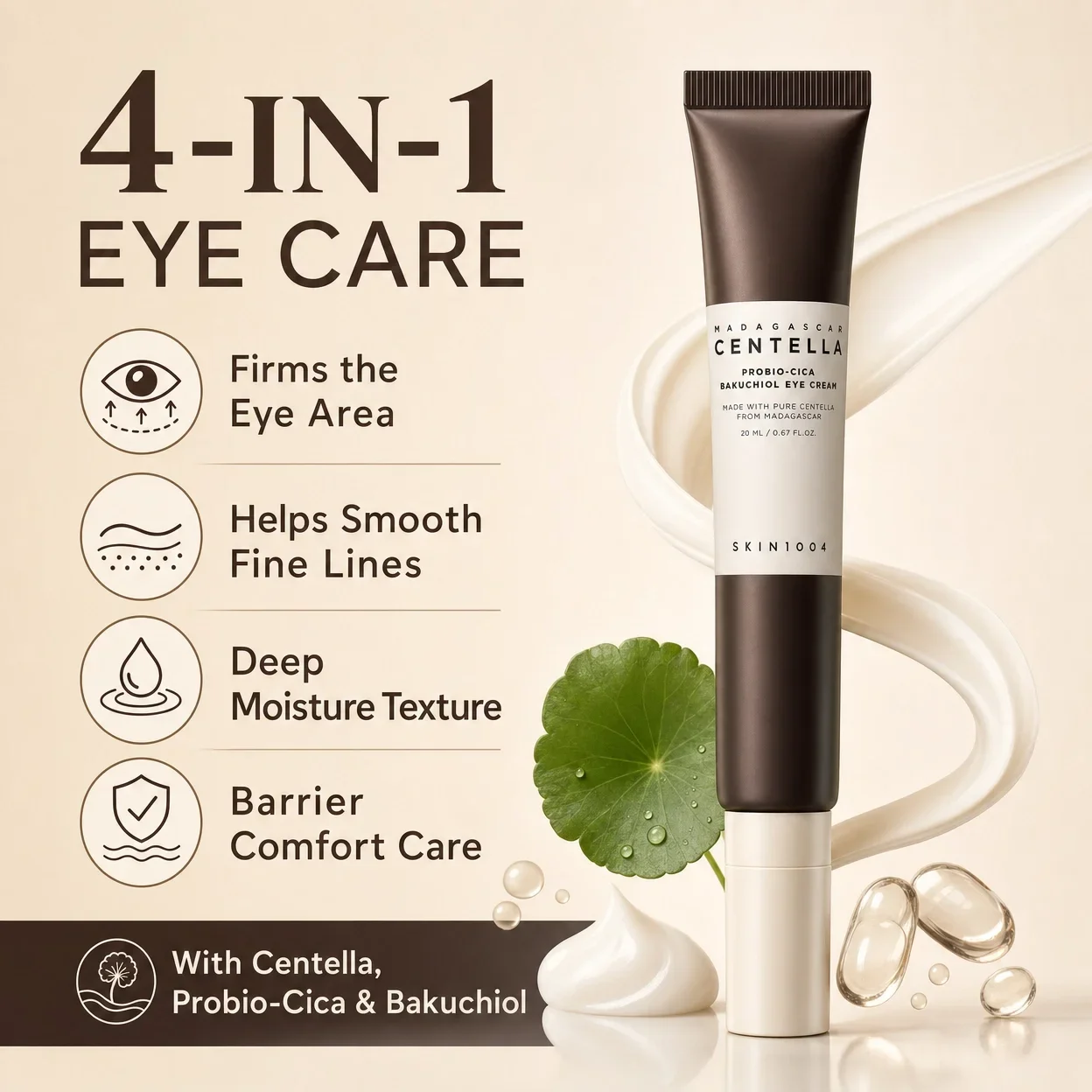 Koreanische Hautpflege Centella Probio-Cica Bakuchiol Glow Augencreme Reduziert Feine Linien Feuchtigkeitsspendende Straffende Hautpflege für die Augenpartie – Detail 3