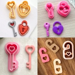 Heart Lock and Key Polymer Clay Cutters Valentine's Day Earrings Jewelry Pendant Embossing Molds Craft Supplies Sculpting Tools