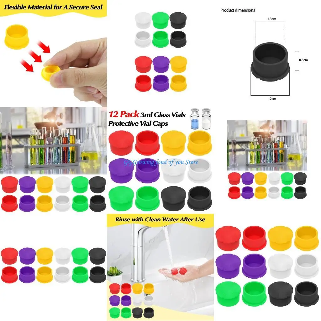 H9EB – couvre-chef chiffré en couleur, 12 pièces, pour flacons en verre 3ml, joint anti-poussière sécurisé