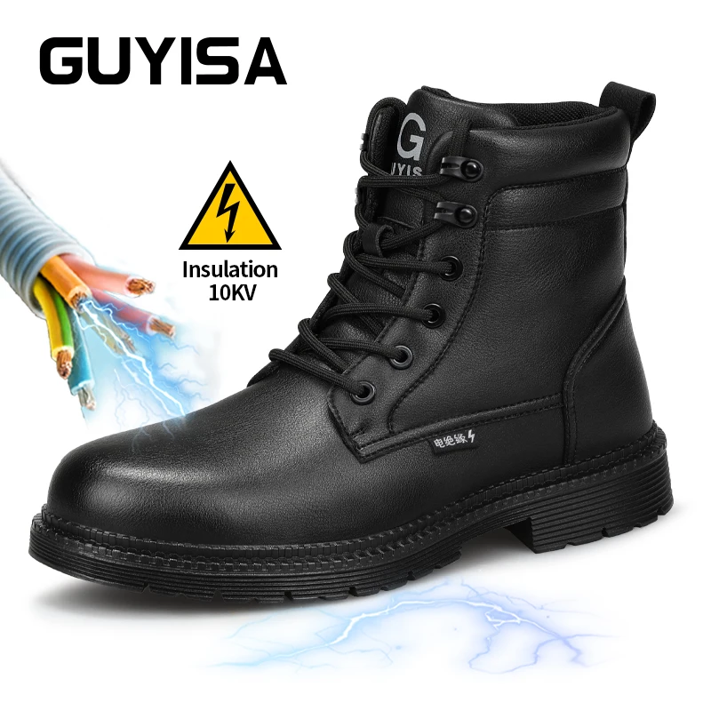 Stivali invernali GUYISA 10KV scarpe antinfortunistiche isolate per lavoro impermeabile nero antiscivolo confortevole traspirante Size37-45