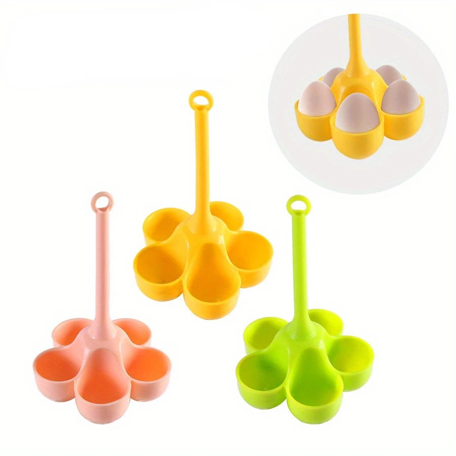 1pc Silicone Five Hole Egg Steamer Egg Tray, Kitchen Gadget Supplementary Food Steamed Eggs Boiled Egg Tray Is Convenient And Po