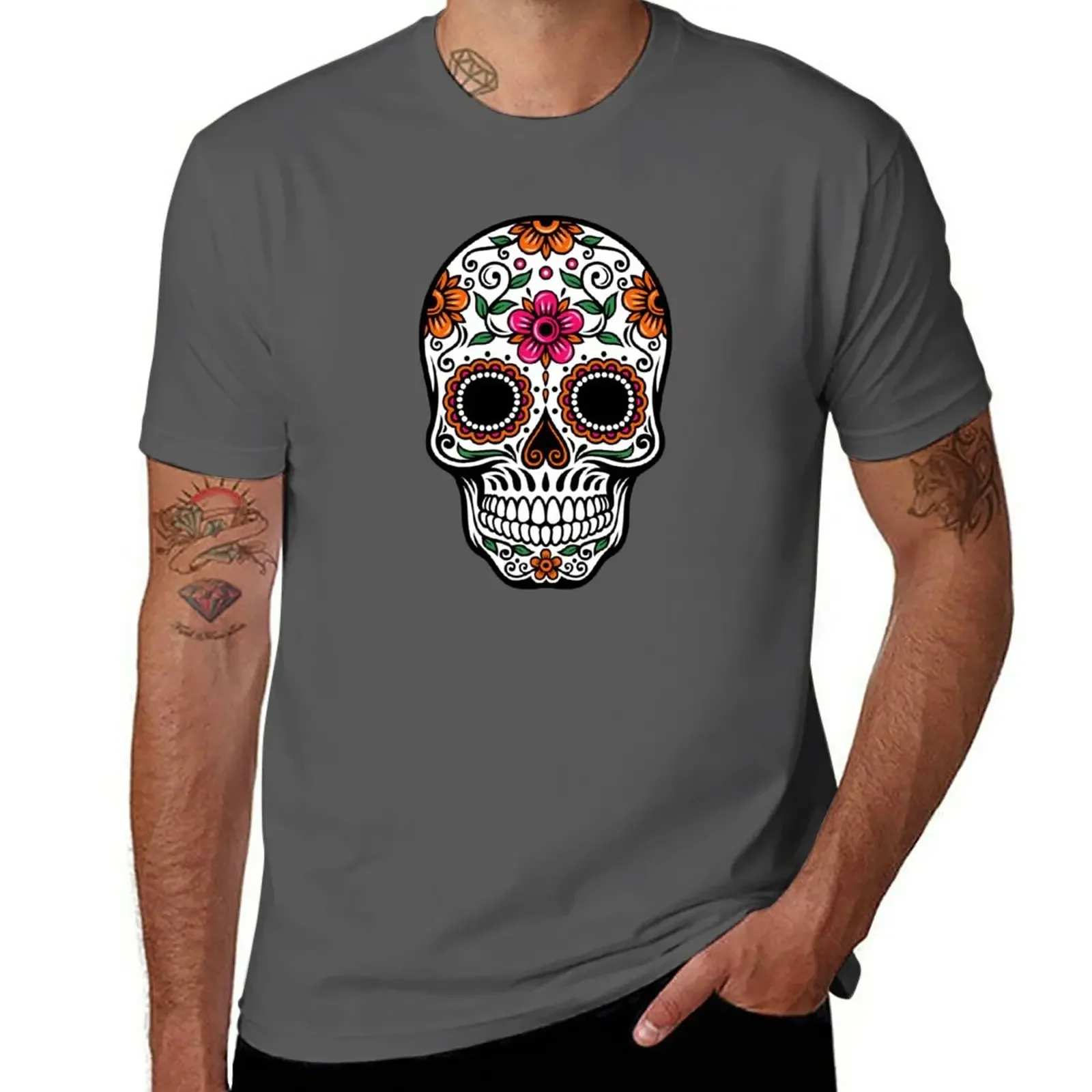 

New Mexican Sugar Skull T-Shirt Short sleeve Tee shirt mens clothing