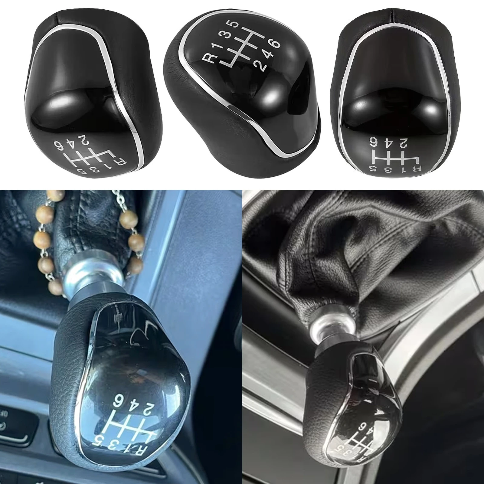 1Pc Leather 5/6 Speed Gear Shift Knob For Ford Focus Kuga Mondeo MK4 S-Max C-Max Galaxy Transit Manual Car Mod Parts Accessories