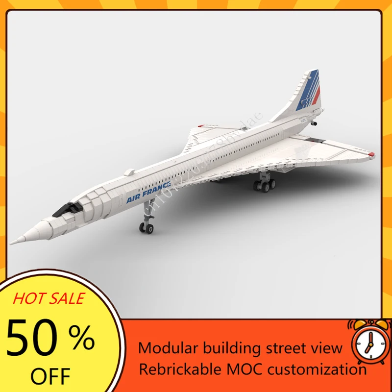 2010PCS MOC Building Blocks 1:72 Scale Concorde Plane Model DIY Assembled Bricks Aircraft Educational Children Toys Xmas Gifts