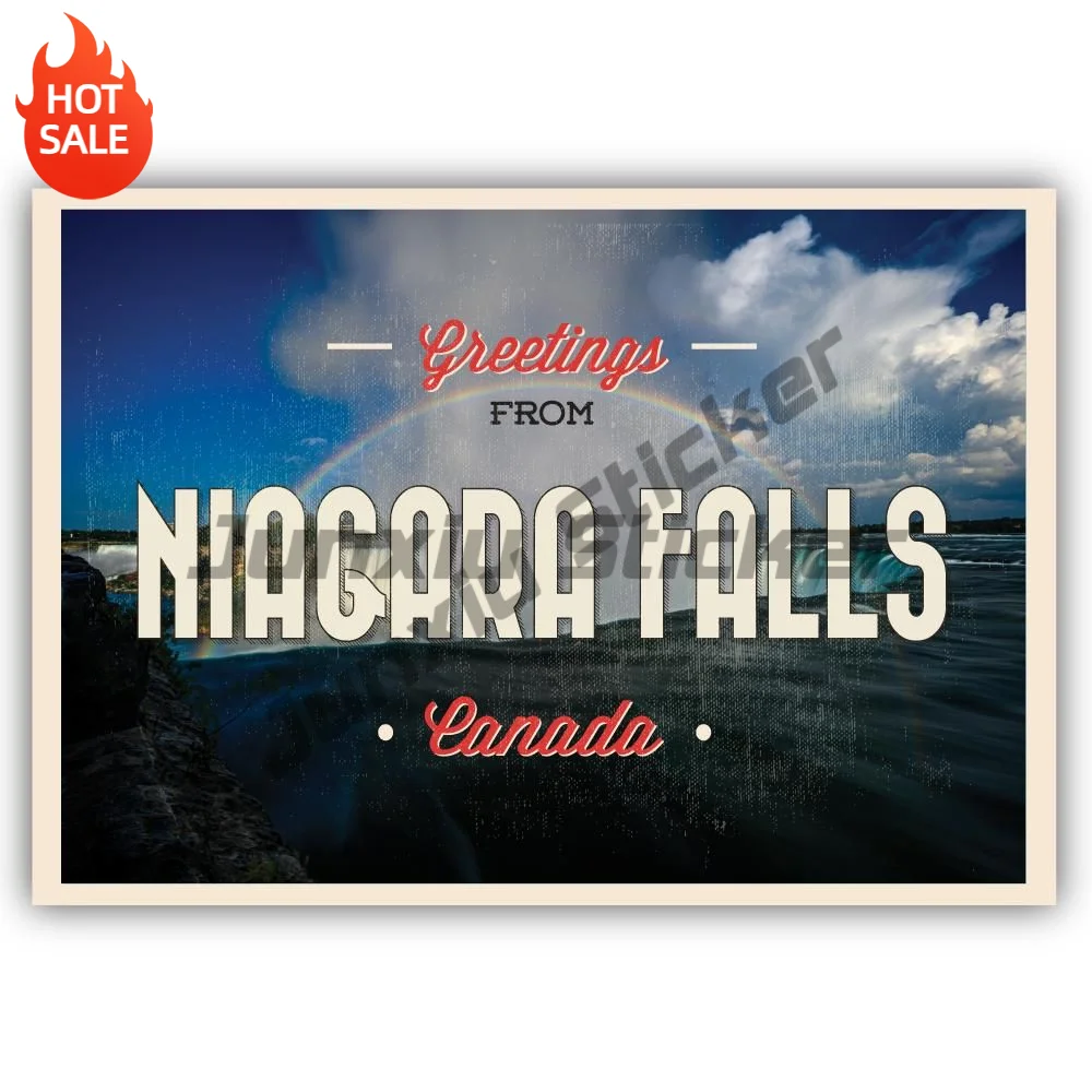 Greetings From Niagara Falls Postcard Vintage Style Vinyl Sticker For Car Bumper And Luggage Travel Souvenir Decal