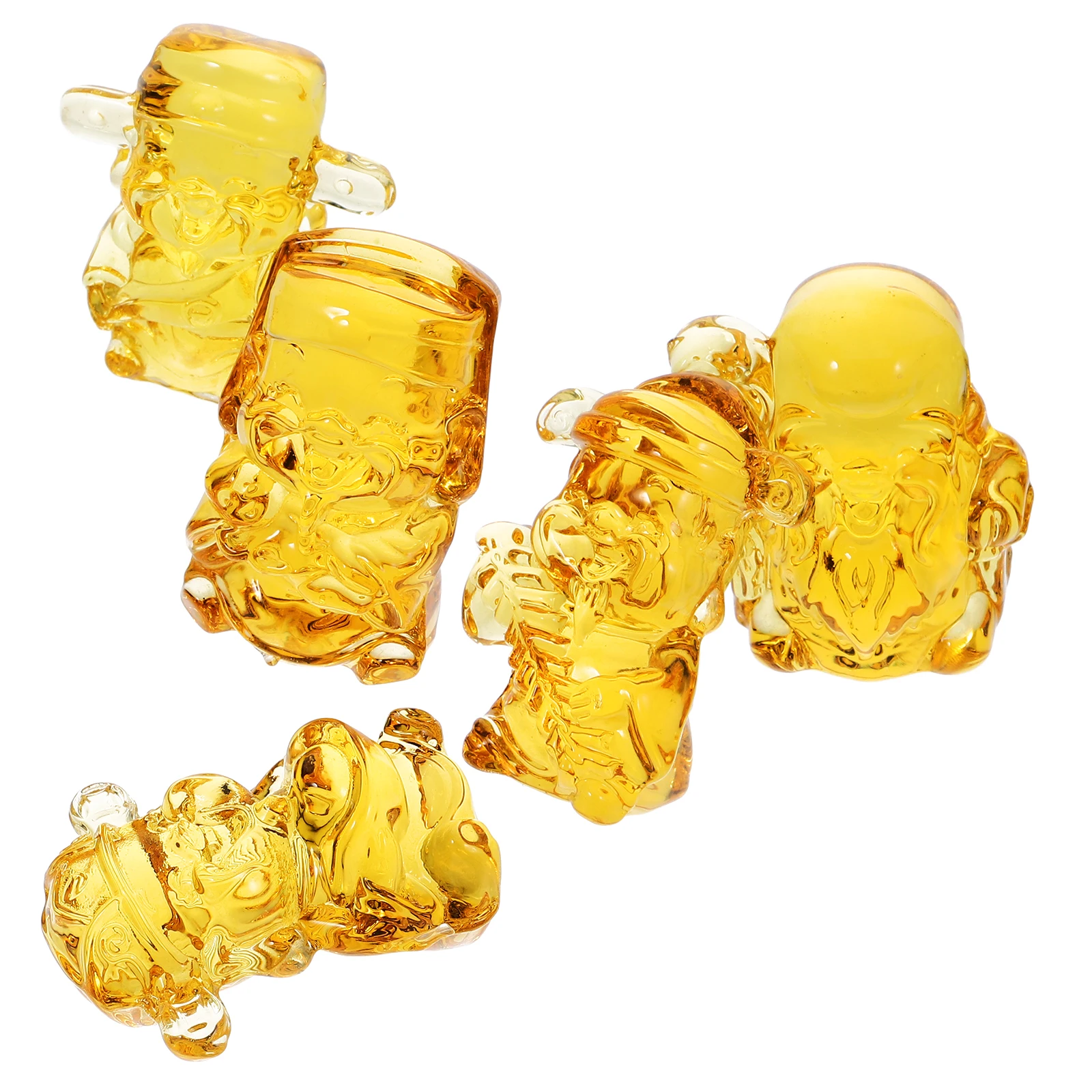 

5Pcs Desktop Crystal God of Wealth Statue Compact Size Craft Sculpture for Home Office Table Decor Wealth Symbol