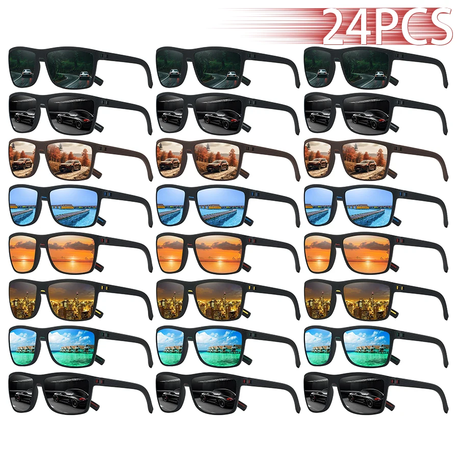 

24 PCS Fashion Vintage Check Pattern Sunglasses Men Women Fishing Driving Man Luxury Brand Designer Sun Glasses UV400 Eyewear