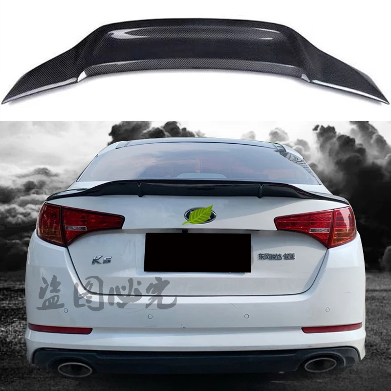 For Kia K5 / Optima Spoiler 2011 2012 2013 ABS/Unpainted Glossy Black Carbon Fiber Look Rear Wing R-type Spoiler Accessories