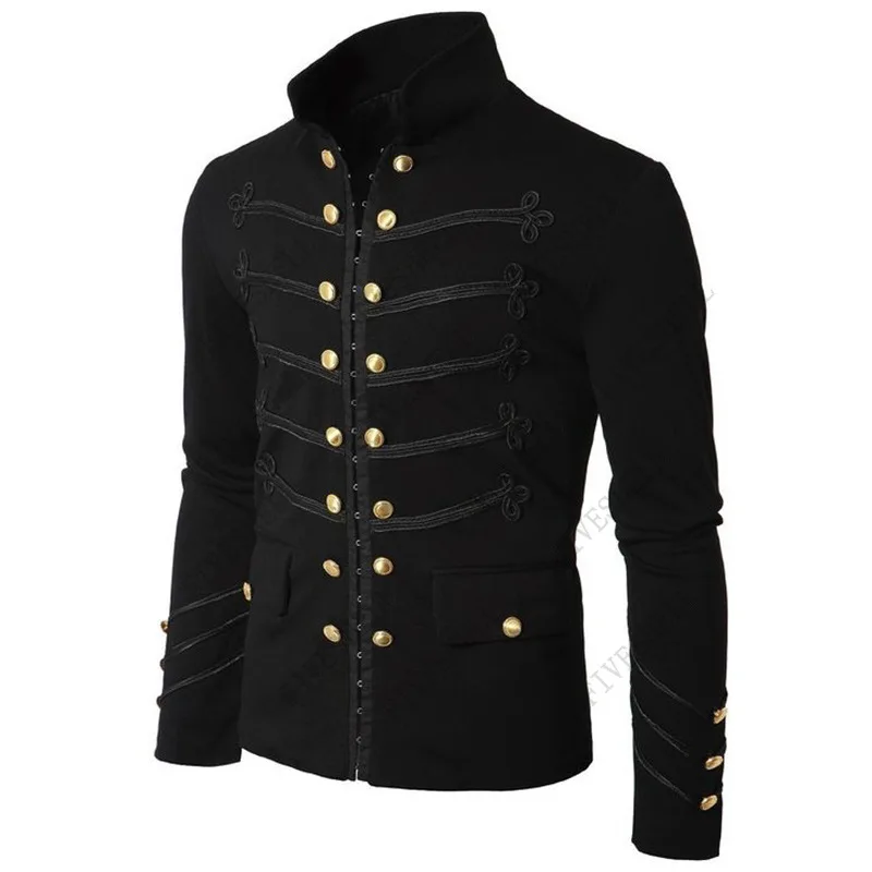 Adult Man Purim Victorian Gothic Style Jacket Zipper Christian Medieval Knight Coat Solid Middle Ages Male Carnival Cos Blazer