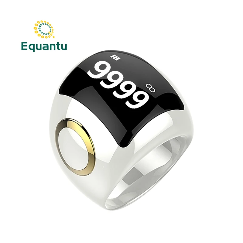 Digital Ceramic Rotatable Azan Time Outdoor Equantu Counting Prayer Men's Smart Ring