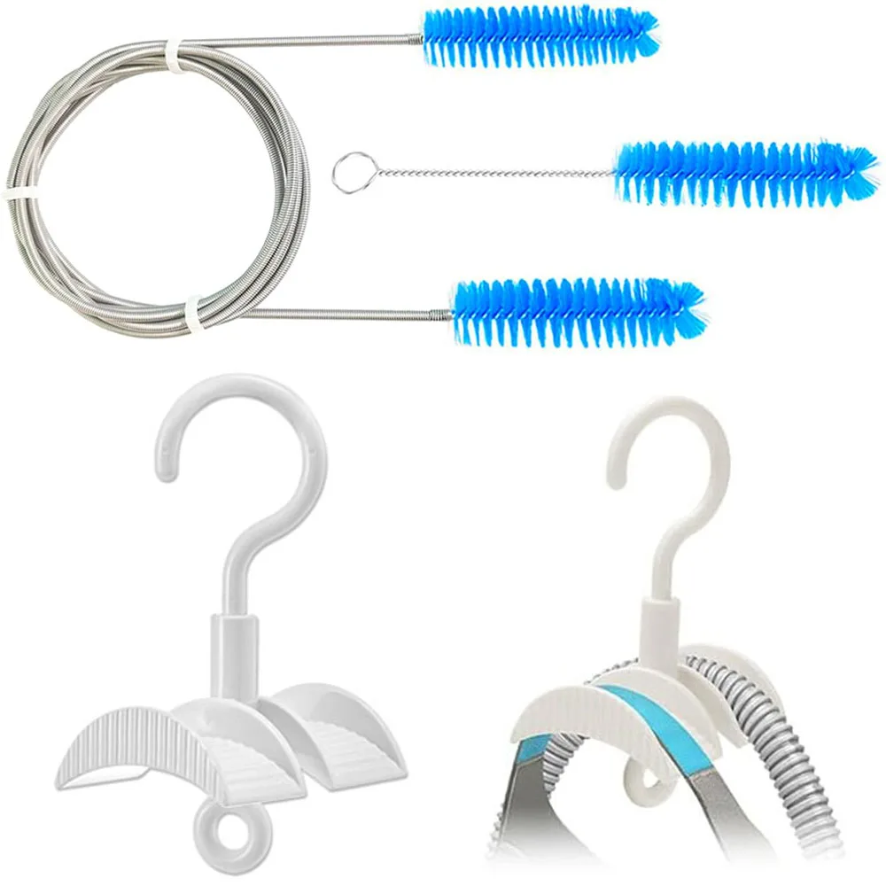 Cepillo de Limpieza Universal para Tubos y Máscaras de CPAP, Limpiador de Acero Inoxidable para Mangueras y Máscaras de CPAP + Soporte Giratorio para Manguera de CPAP para Cama