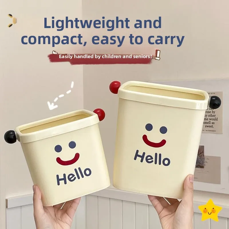 

Утолщенное настольное мусорное ведро: милый дизайн для дома, гостиной, офиса, персонализированный стиль, высокая эстетическая ценность, для общежития, гигиеничное ведро для отходов