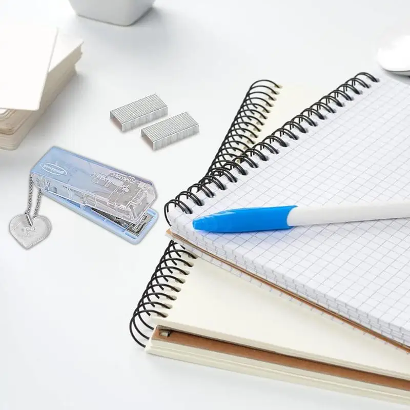 Mini Stapler Simplicity Gradient Color Bookbinding Stapler with Pendant Lovely Stationery Small Stapler Cute Student Supplies