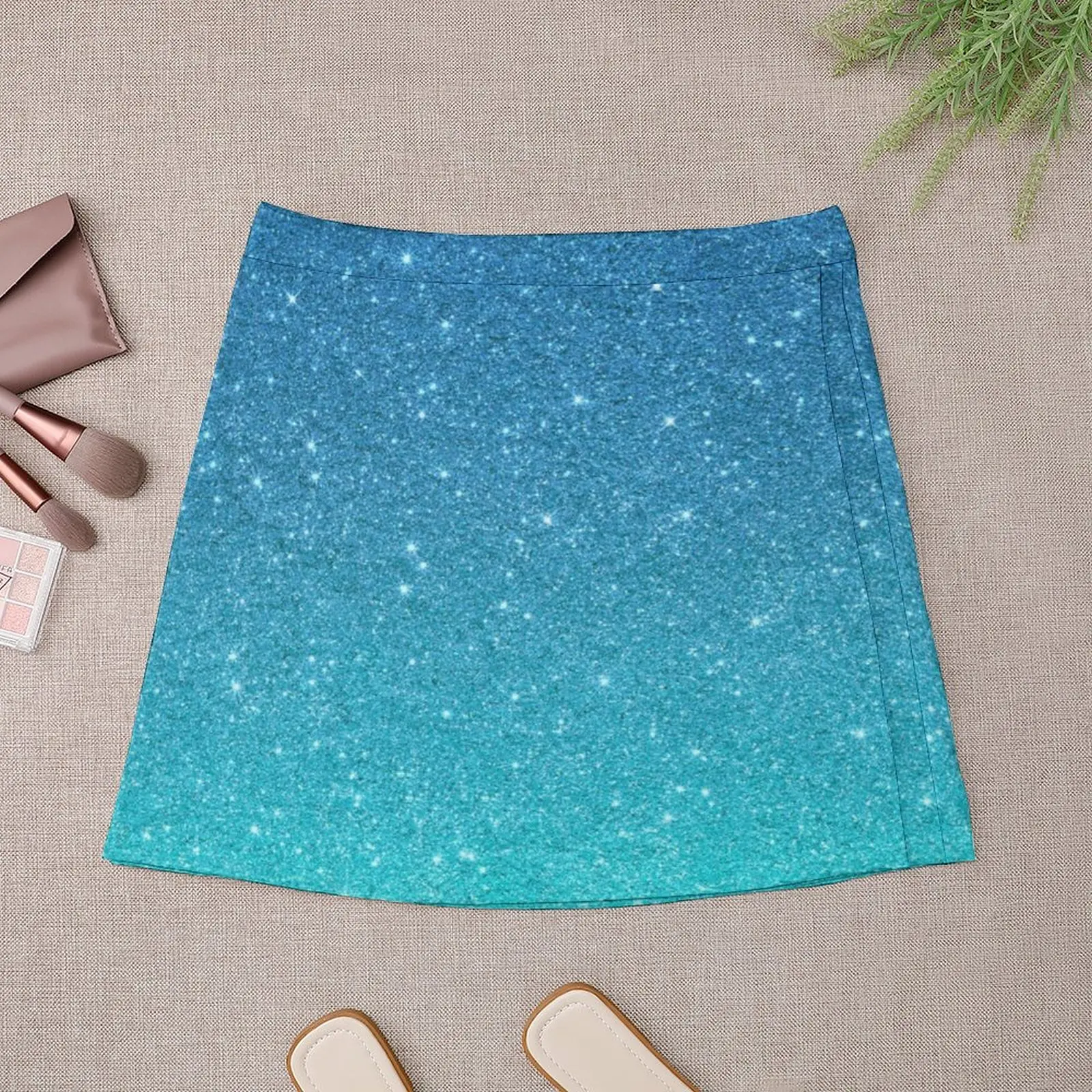 Blue Turquoise Ombre Trendy Glitter Mini Skirt girls skirt kawaii skirt skirts for womans