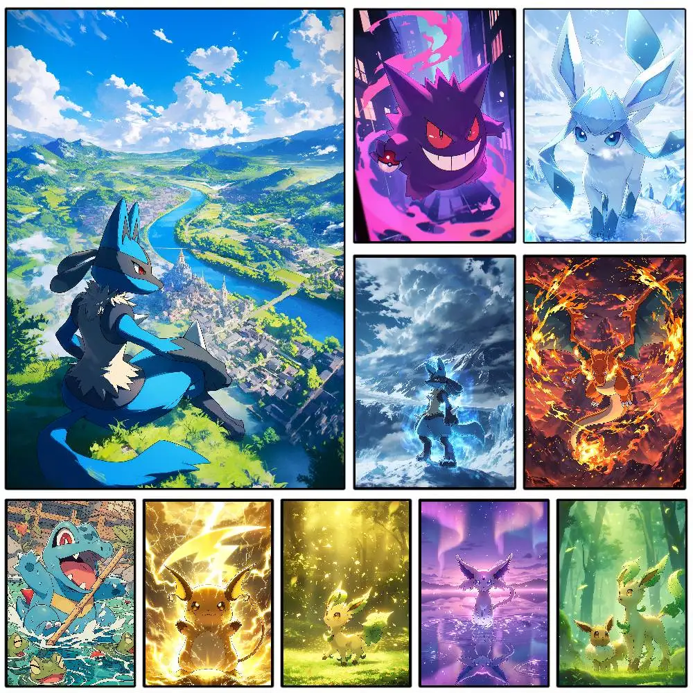 Póster de Anime de Pokemon Pocket Monsters, Arte de Pared con Diamantes HD,