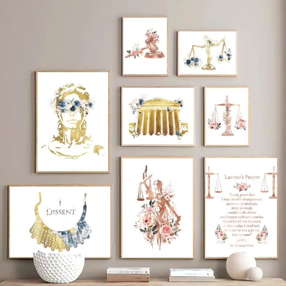 Law Office Lawyer Justice Goddess Scales Wall Art Aesthetics Print Canvas Painting Posters for Living Room Modern Home Decor