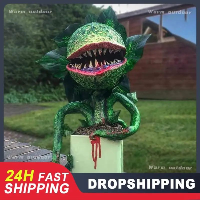 

Piranha Flower Ornament Unique Durable Resin Sculpture Decorative Eye-catching Garden Sculpture Fun Yard Crafts For Landscaping