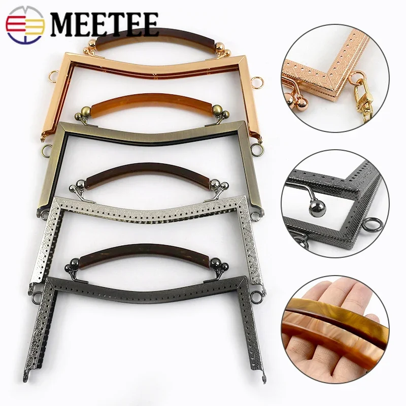 1/2 Stück Meetee 21 cm geprägter Metall-Geldbörsenrahmen Kussverschluss für Damentaschengriff Handtaschenschloss Nähklammern DIY Taschenzubehör
