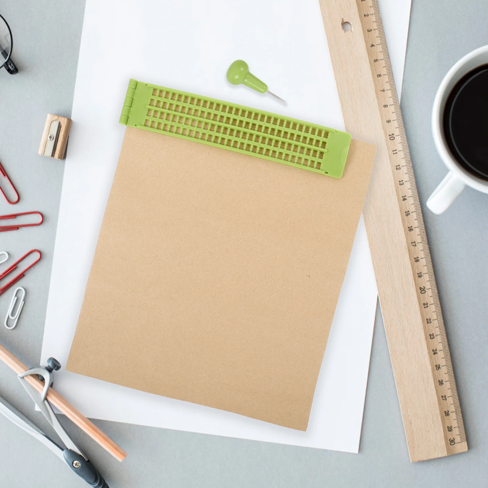 

Braille Writing Blind People Writing Paper Stylus Kit Plastic Plate 28 Reusable Lightweight Portable for Blind Study