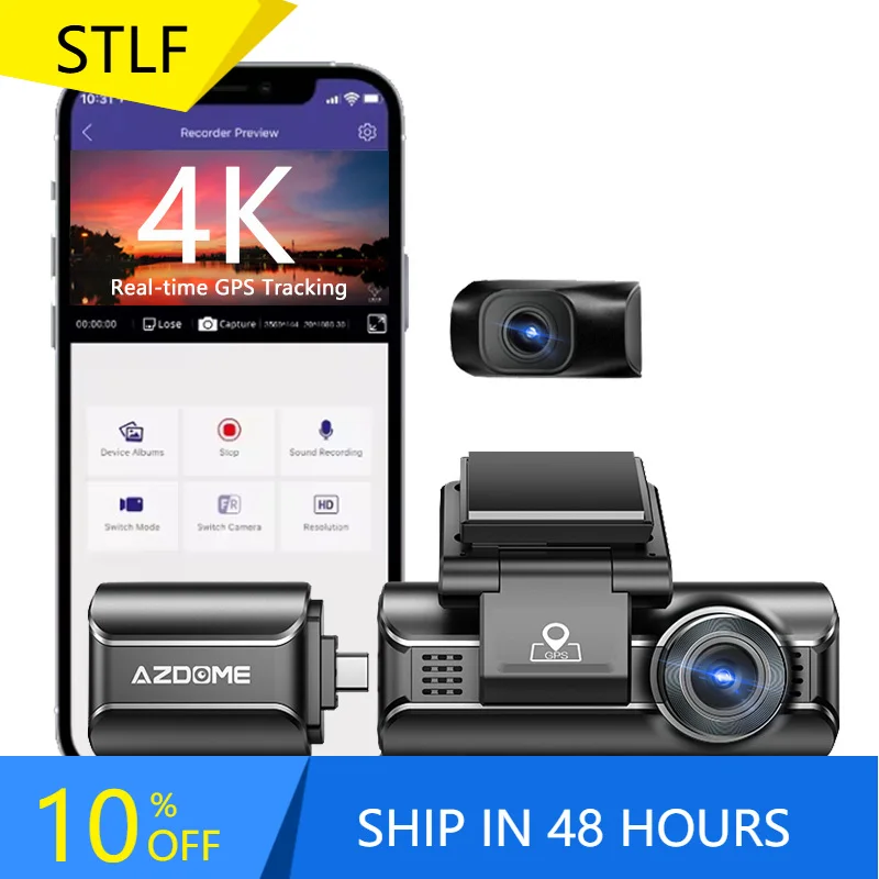 

STLFAZDOME M550 Max 4K IPS Screen Dashcam with WDR Functions Front Rear 4K Wifi GPS Driving Recorder Black Box Car Video Recorde