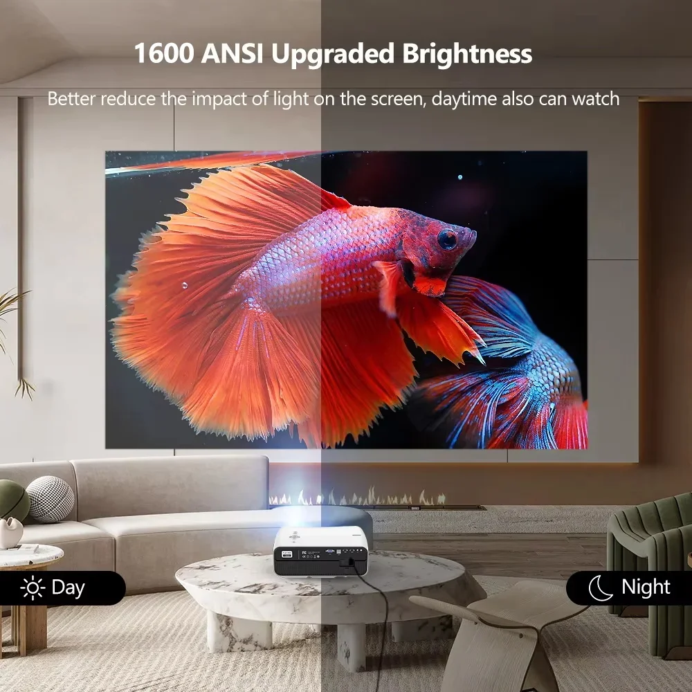 El más nuevo proyector 4K con licencia de Netflix Android 14, cine en casa, 5G, WiFi 6, proyector de vídeo portátil LaSEr, versión Google 1800 ANSI