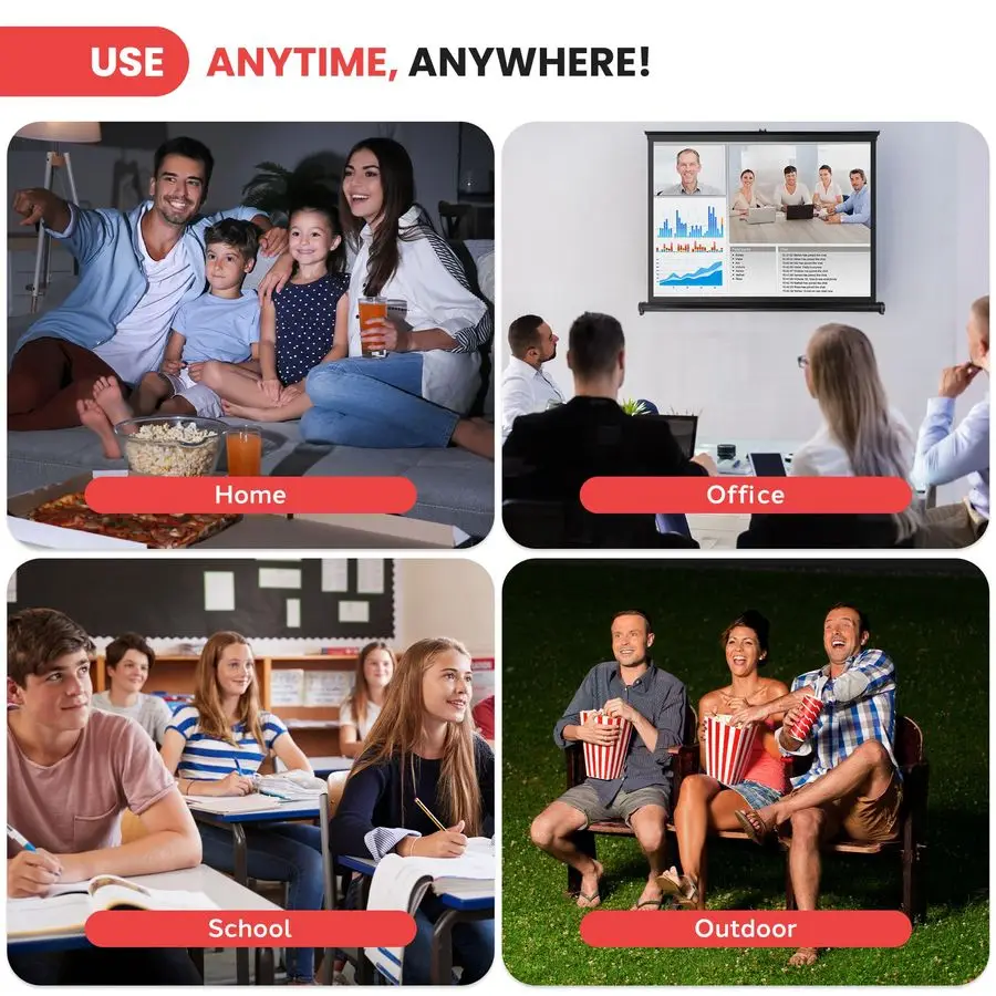 Portable Projector Screen Mobile Projection Screen Stand, Lightweight Carry amp Durable Easy Pull Out System for Schools Meeting