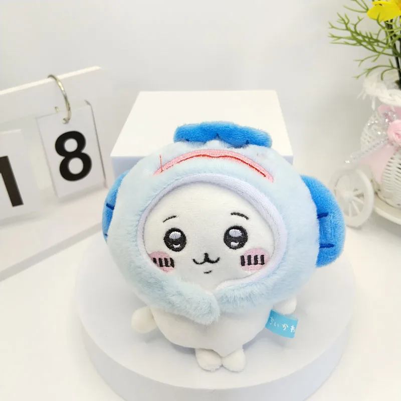 Chiikawa boneka liontin mewah, gantungan kunci Cross-dressing Sanrio gantungan kunci boneka Taiyaki, tutup kepala beruang berdiri sendiri hadiah gadis