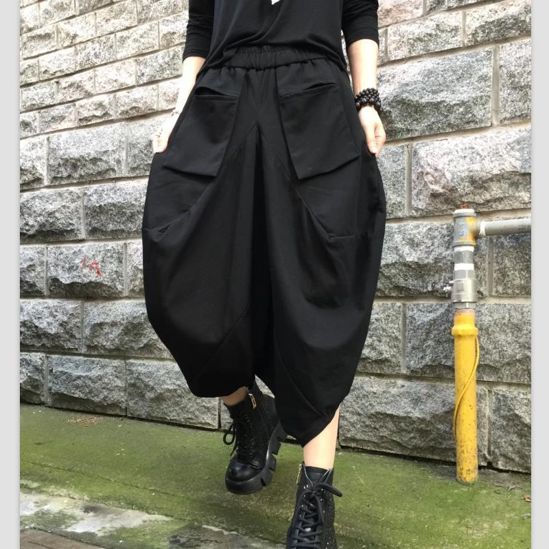 Women's Personalized Pocket Lantern Calf-length Shorts Summer Street Short Trousers Young Girl Casual Bottom Female Loose Pants