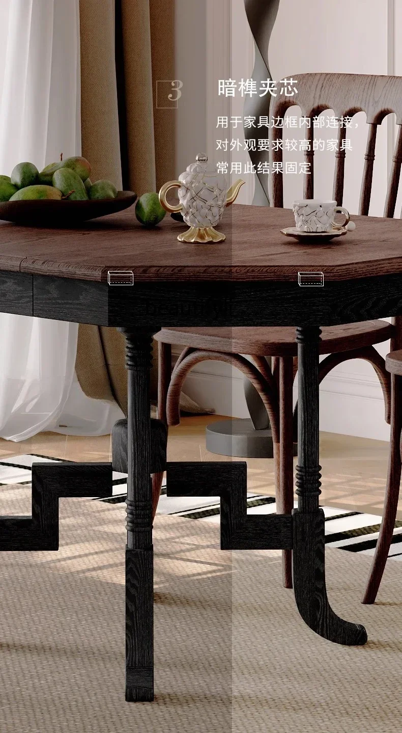 X18 восьмиугольный обеденный стол и стул из чистого массива дерева, сочетание продвинутых выдвижных складных домашних небольших квартир