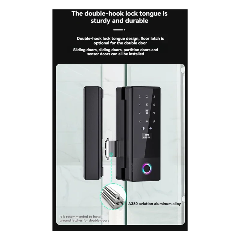 FEDI-Tuya Smart Home Fingerprint Lock With Biometric Recognition For Sliding Glass Doors Glass Door Electronic Lock Access Contr