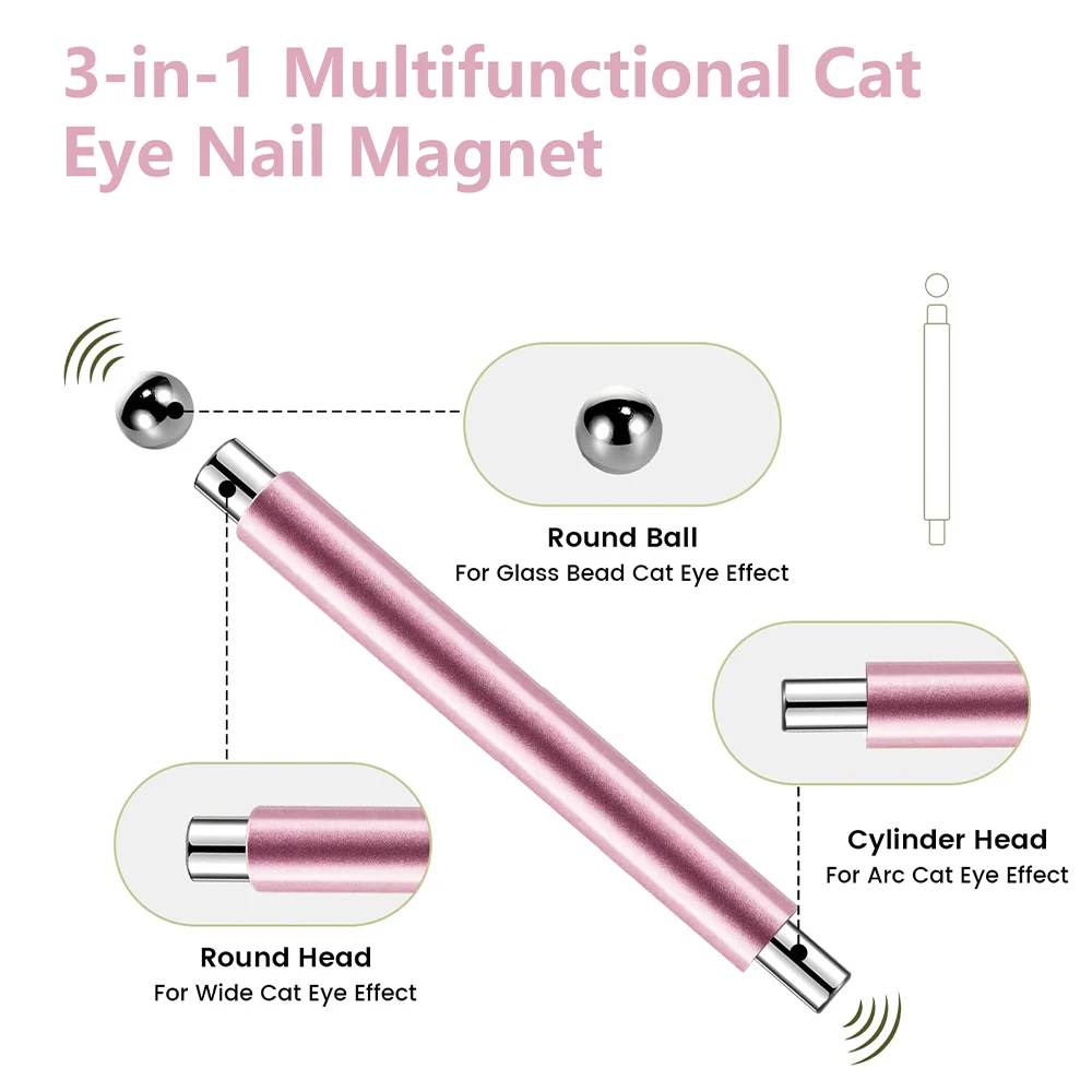 4Pcs/Set Cat Eye Magnetic Stick Double-Headed Thickened Cat-Eye Magnetic Stick Cylindrical French Magnet Pen Cat Eye Magnet Tool