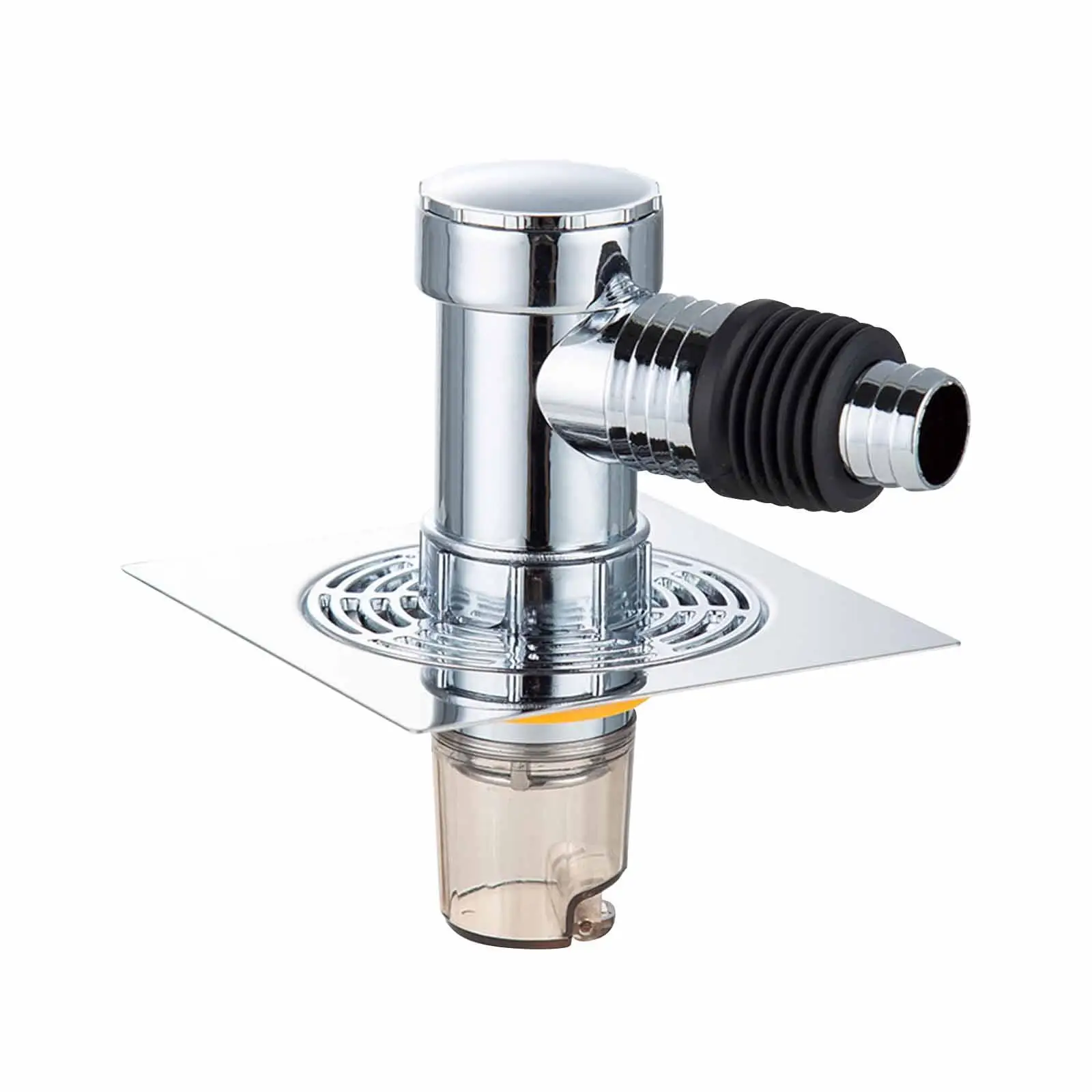 Shower Drain Floor Drain Cover Pipe Connector Stainless Steel Washing Machine Drain Protector with ABS Filter for Home Use