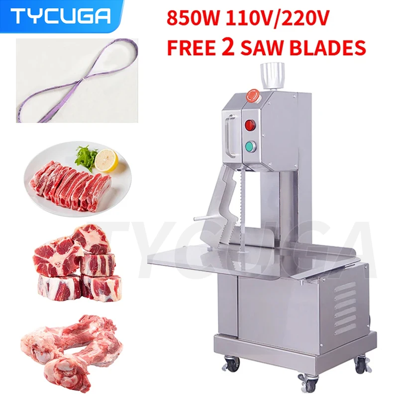 Electric Bone Sawing Machine Desktop Bone Cutting Machine Frozen Meat Cutter Commercial Cut Trotter/Ribs/Fish/Meat/Beef Machine